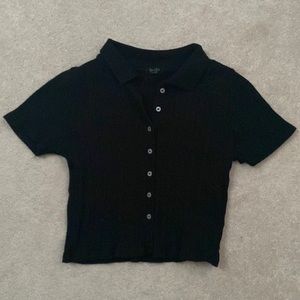 Brandy Melville collared black button up t